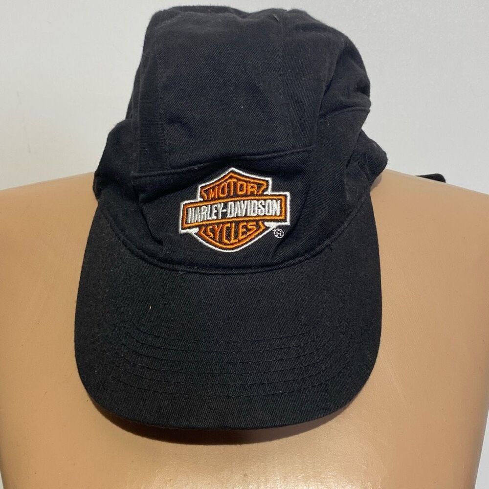 Harley-Davidson Men's Black Tie Back Cotton Baseball Cap‎ Hat Adjustable